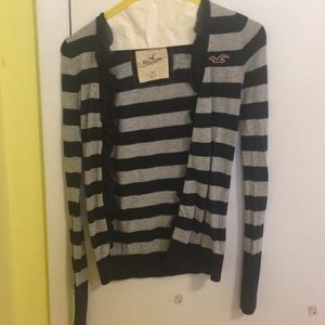 Navy blue and gray striped sweater